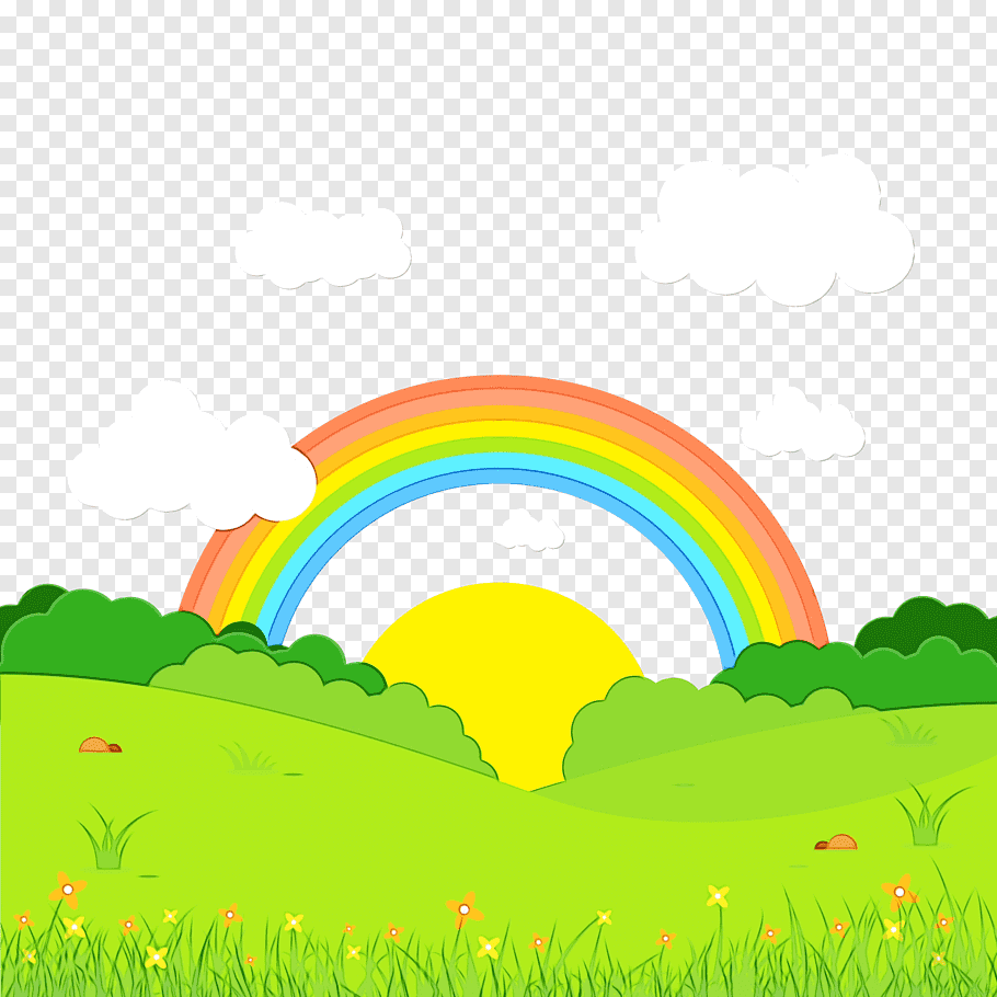 Green Grass, Watercolor, Paint, Wet Ink, Landscape, - Fondos De Paisajes Con Arco Iris Png - HD Wallpaper 