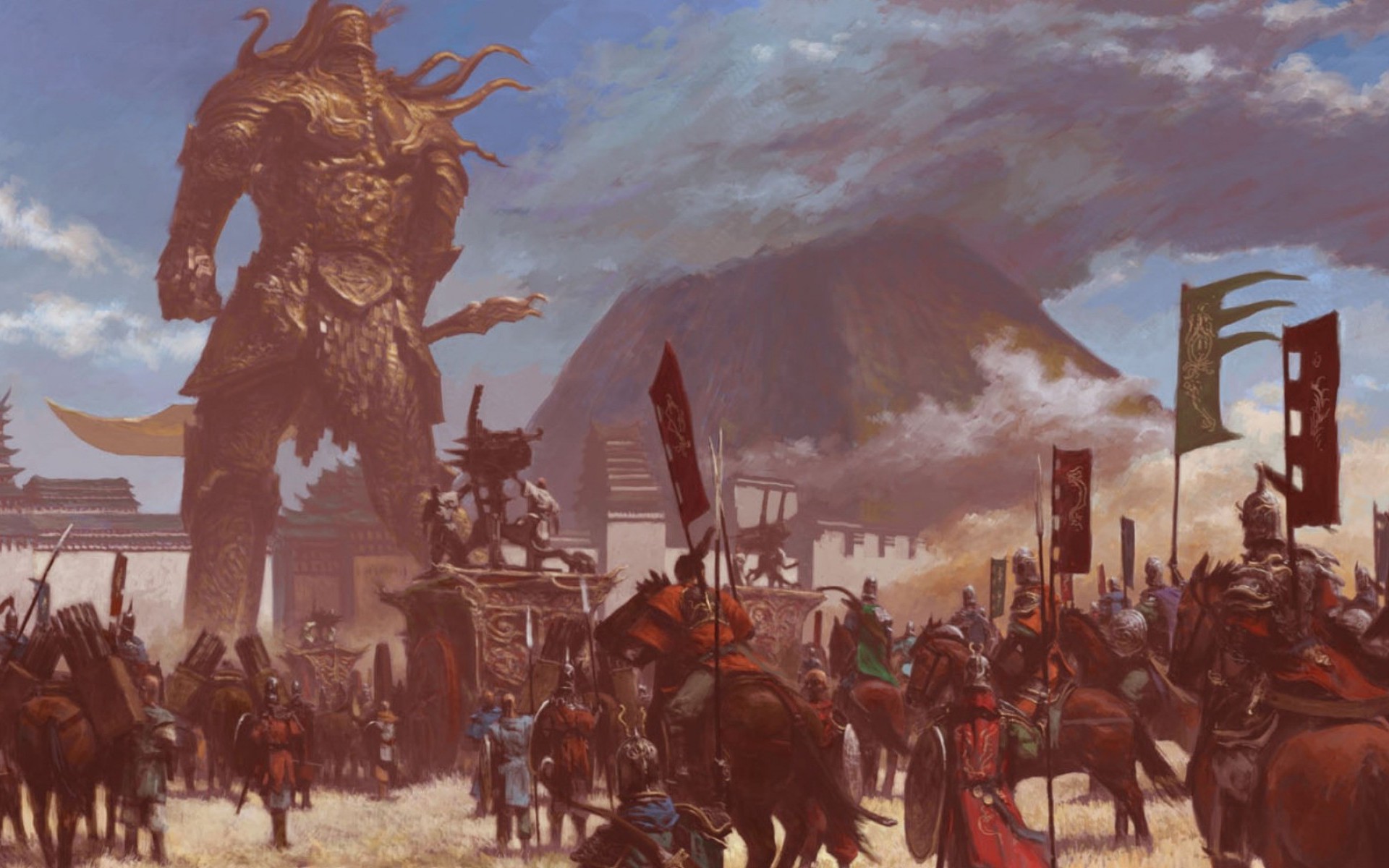 Mountains Army Giant Fantasy Art Wallpaper - Adrian Smith Warhammer 40k Artwork - HD Wallpaper 