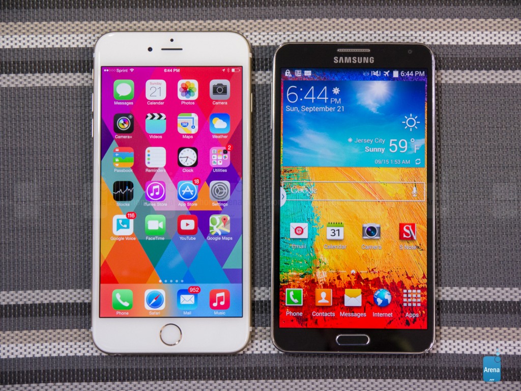 Iphone 6 Plus And Galaxy Note - Sistema Operativo Iphone 6 - HD Wallpaper 
