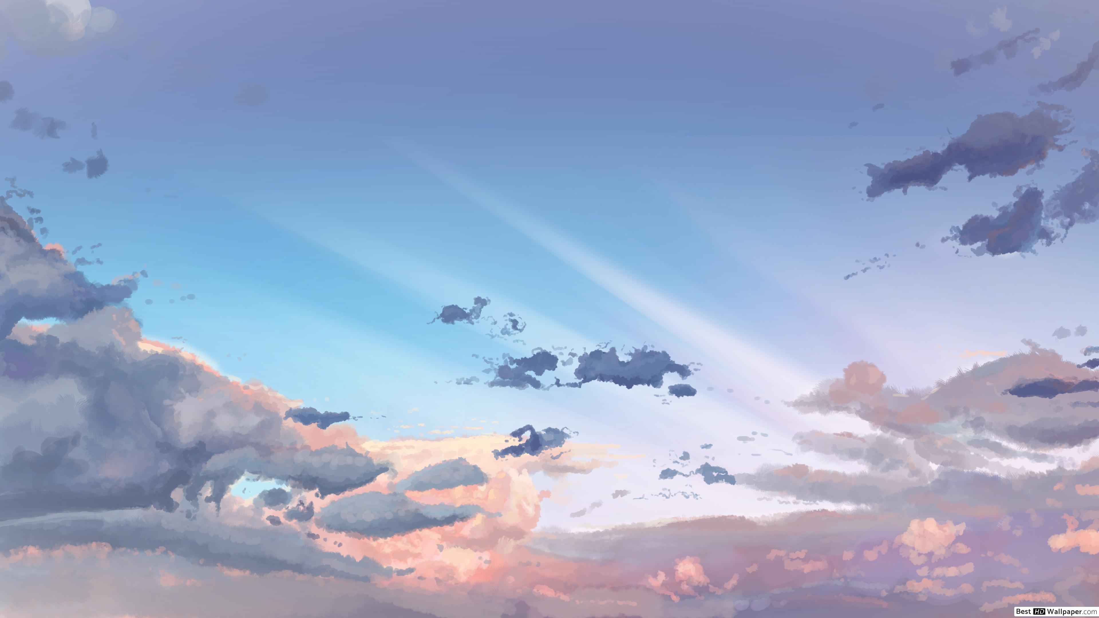 Anime Cloudy Sky Background - HD Wallpaper 
