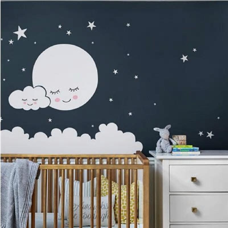Clouds And Stars For Nursery Wall - HD Wallpaper 