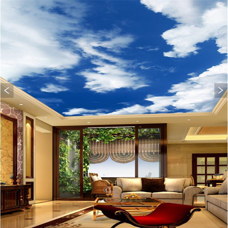 3d Wallpaper Mural Decor Photo Backdrop Blue Sky White - Ceiling House 3d Hd Wallpaper Blue Sky - HD Wallpaper 