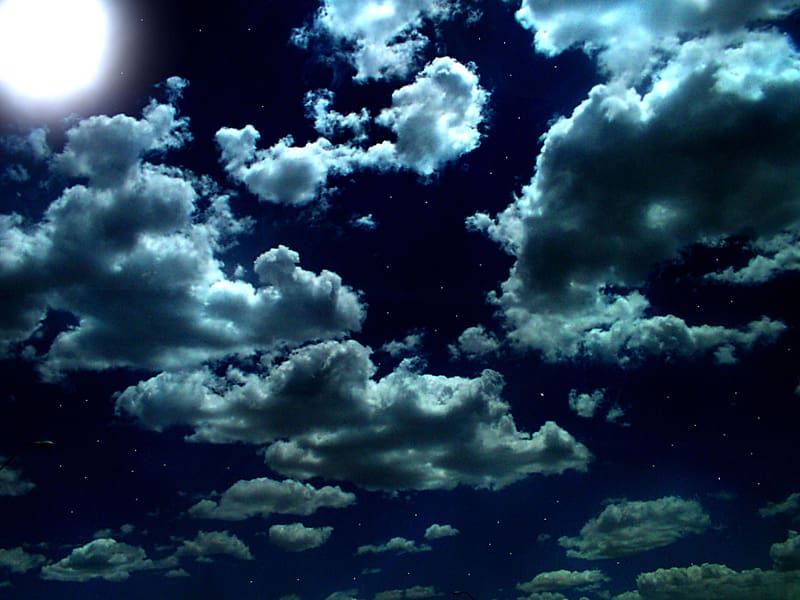 Clouds In Night Sky - HD Wallpaper 