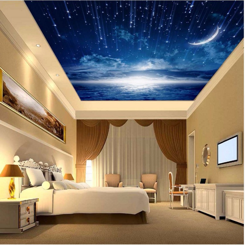 Night Sky Ceiling Painting - HD Wallpaper 