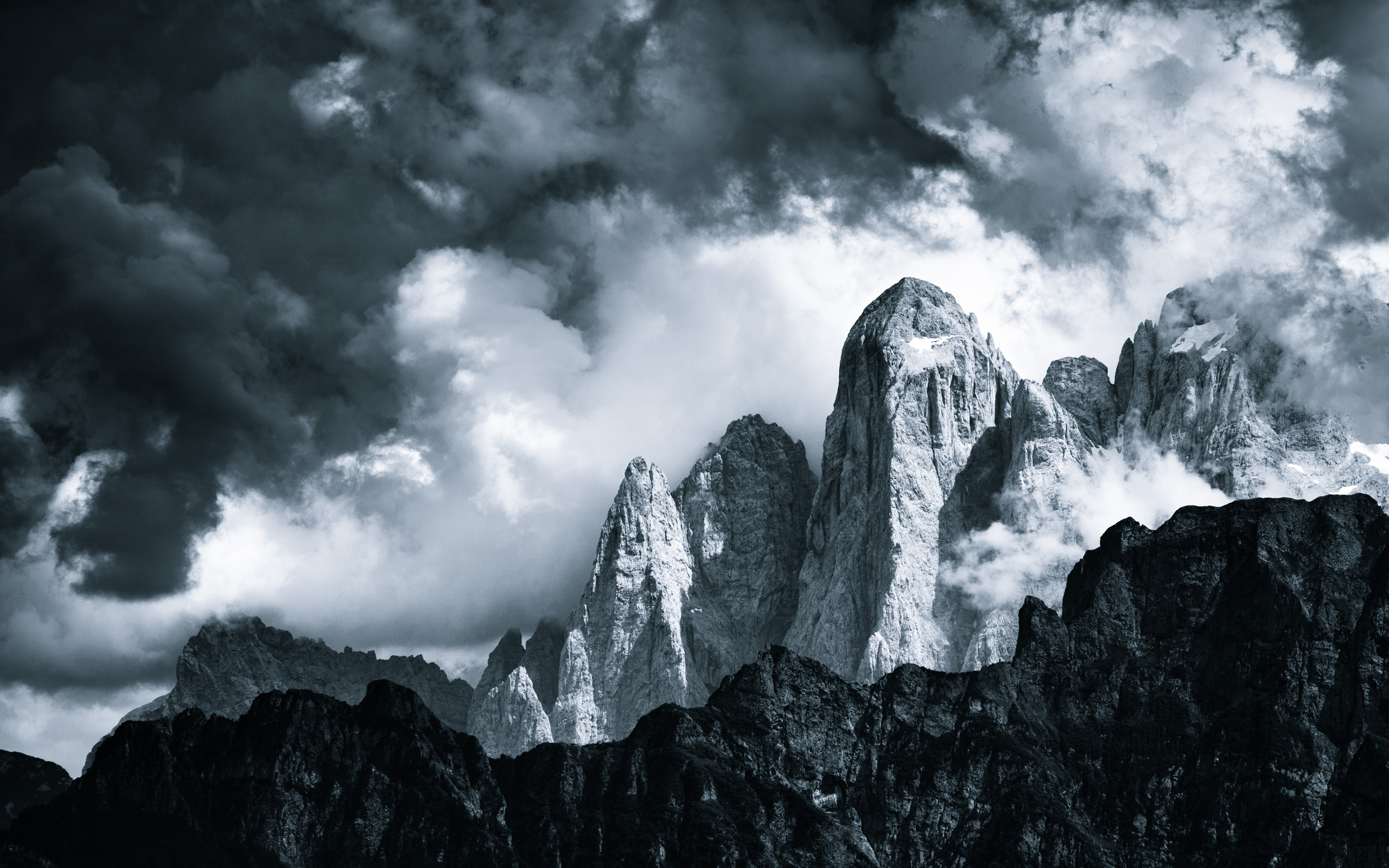 Grey Mountains With Clouds - HD Wallpaper 