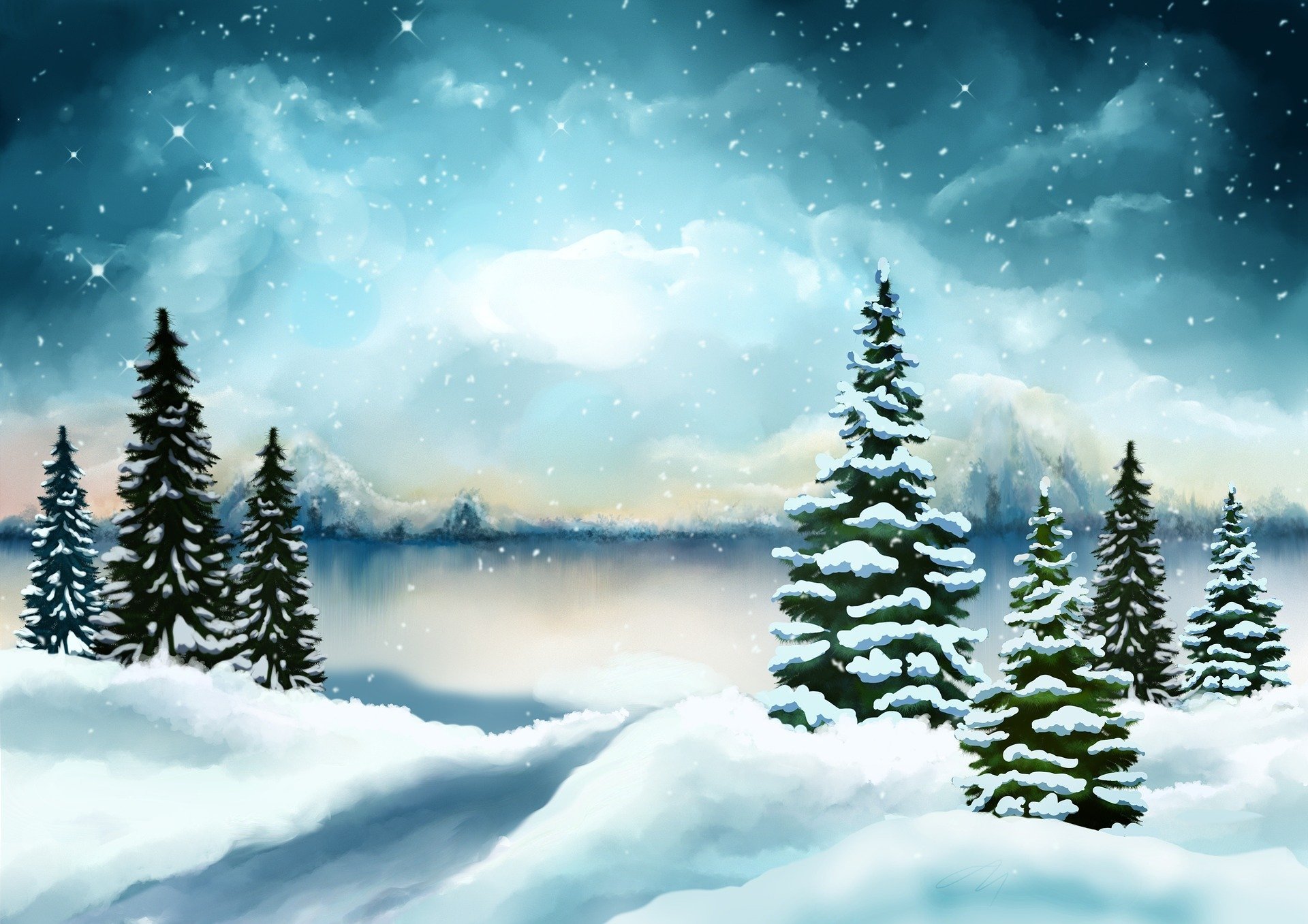 Snowy Winter Theme - HD Wallpaper 