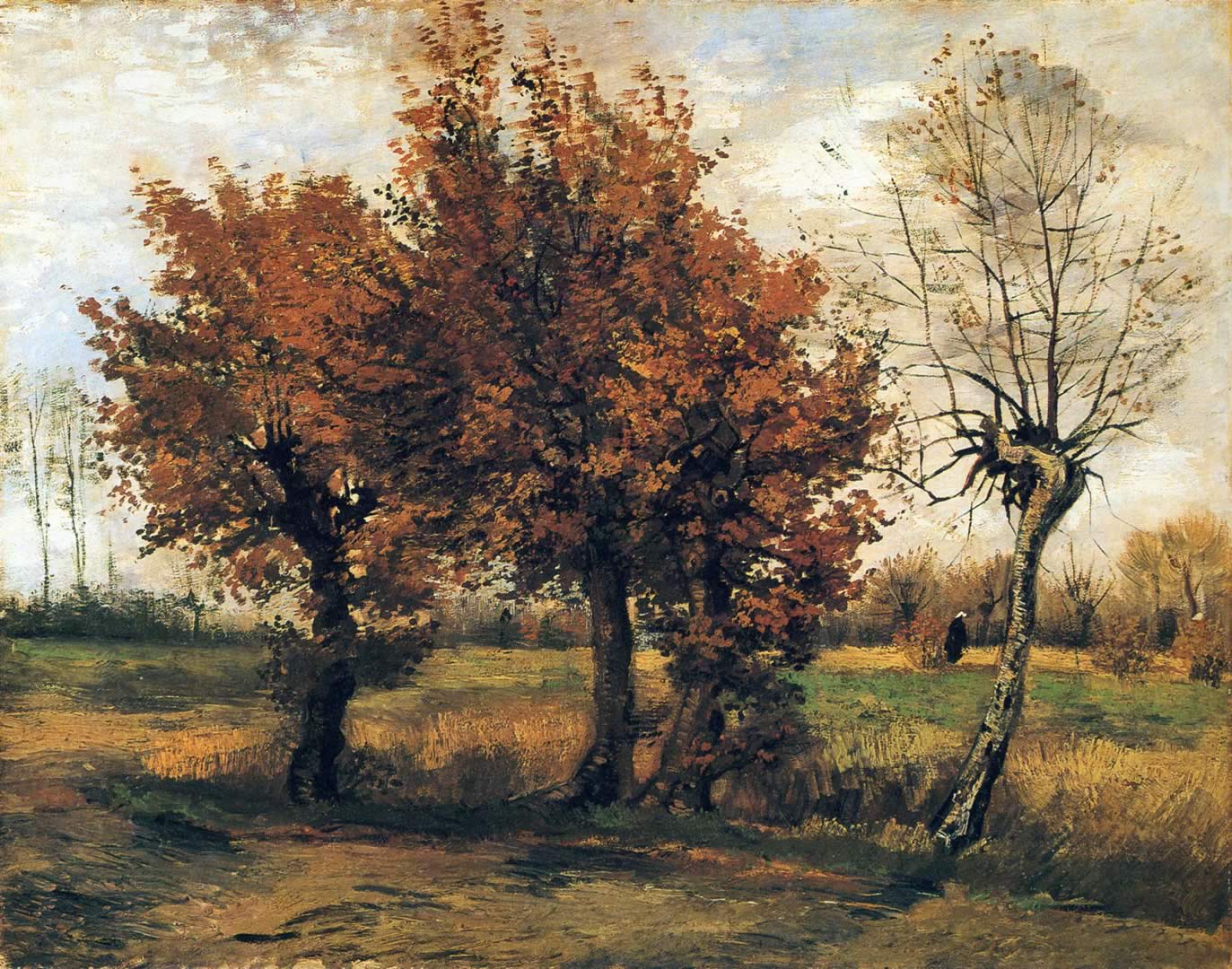 Autumn Landscape With Four Trees - Vincent Van Gogh Autumn Landscape With Four Trees - HD Wallpaper 