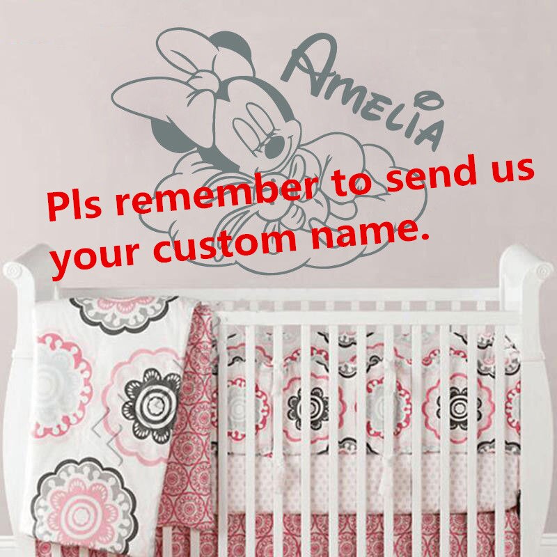 Custom Name Wall Decal Minnie Mouse Vinyl Wall Stickers - Baby Room Ideas Girl Pandas - HD Wallpaper 