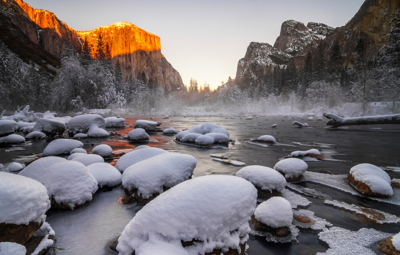 Photo Wallpaper Winter, Nature, Yosemite National Park - Winter In Yosemite Hd - HD Wallpaper 
