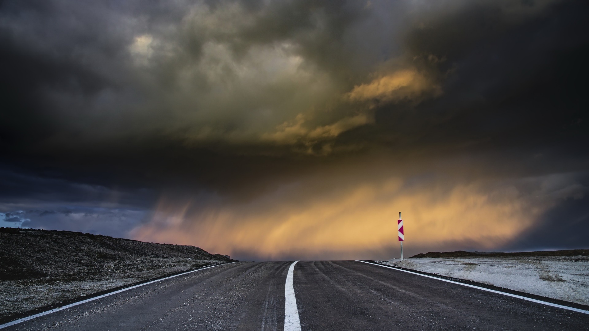 Dark Sky With Road - HD Wallpaper 