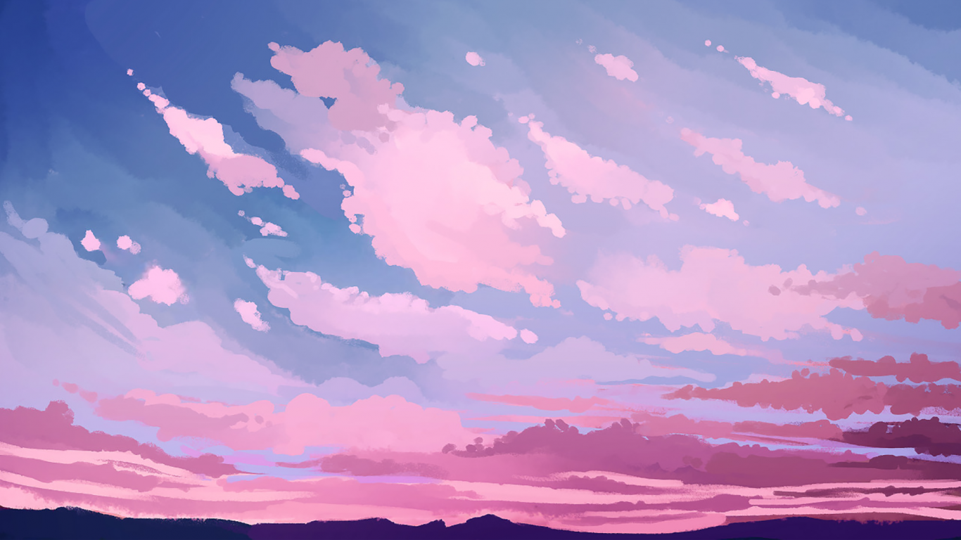 Anime Landscape, Sky, Clouds - HD Wallpaper 