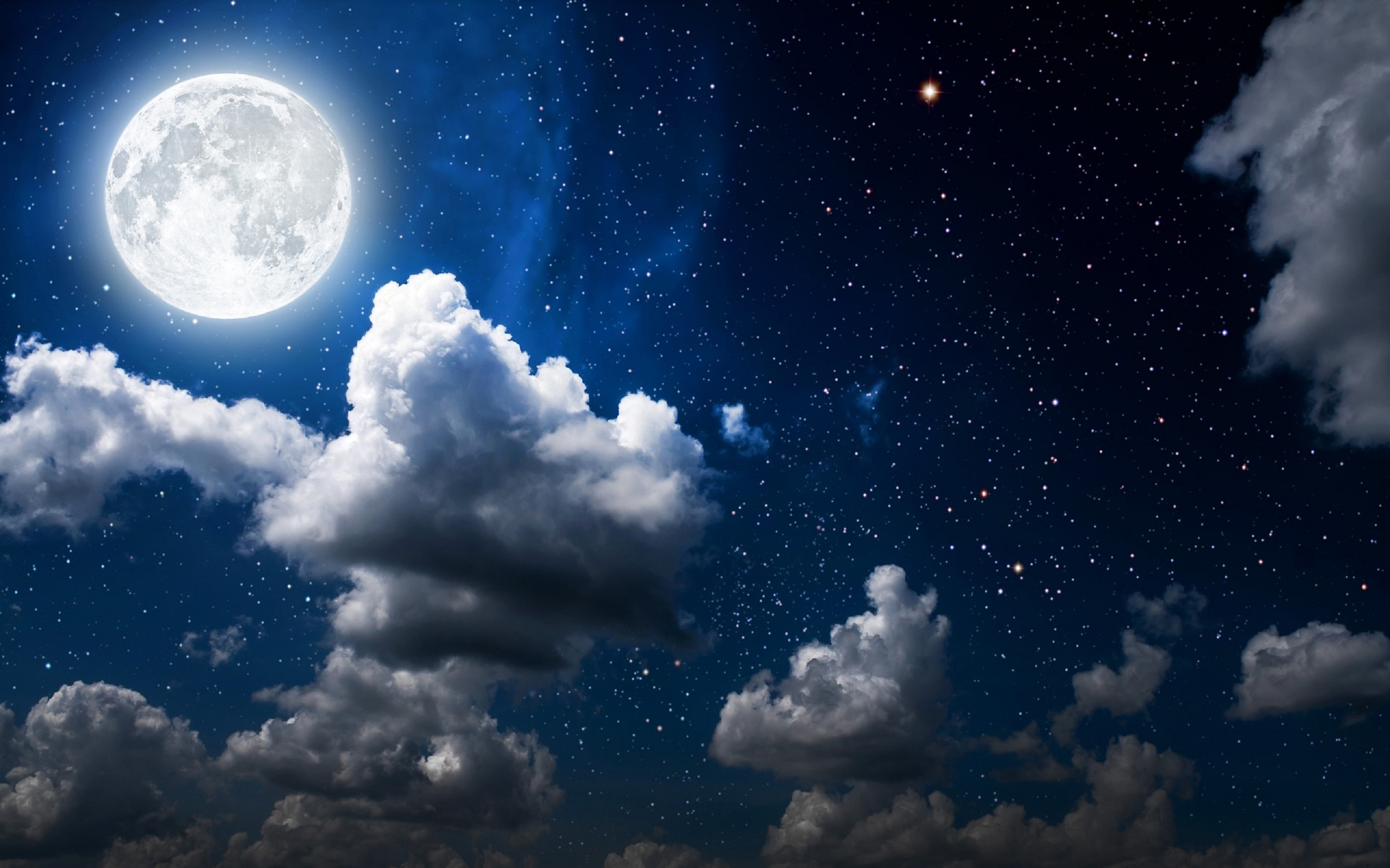 The Moon, Night, Stars, Clouds, Beautiful - Dark Sky Hd - HD Wallpaper 
