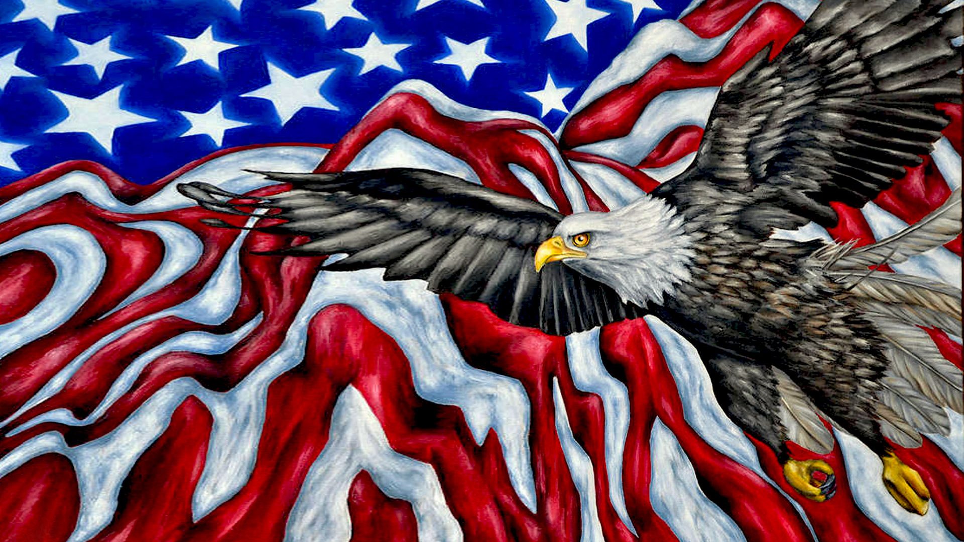 Usa Flag With Eagle - HD Wallpaper 