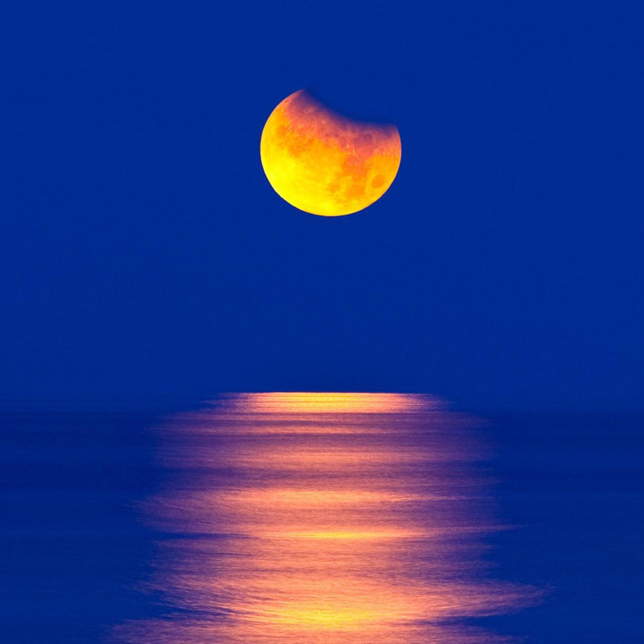 Orange Moon Blue Sky - HD Wallpaper 