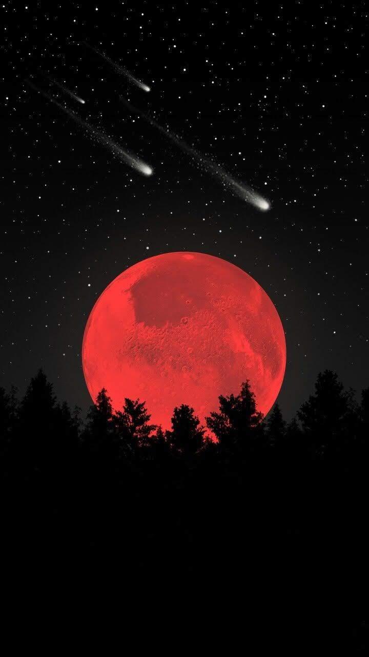 Wallpaper, Moon, And Stars Image - Aesthetic Blood Moon Drawing - HD Wallpaper 