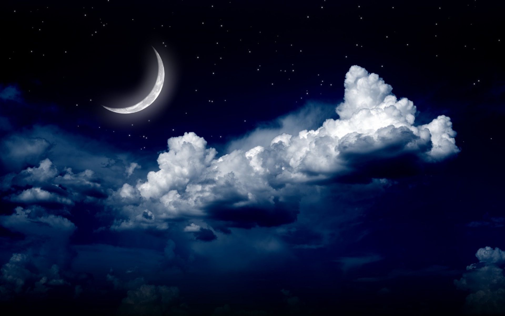 Fantasy Night Moon Clouds - Sky At Night Time - HD Wallpaper 