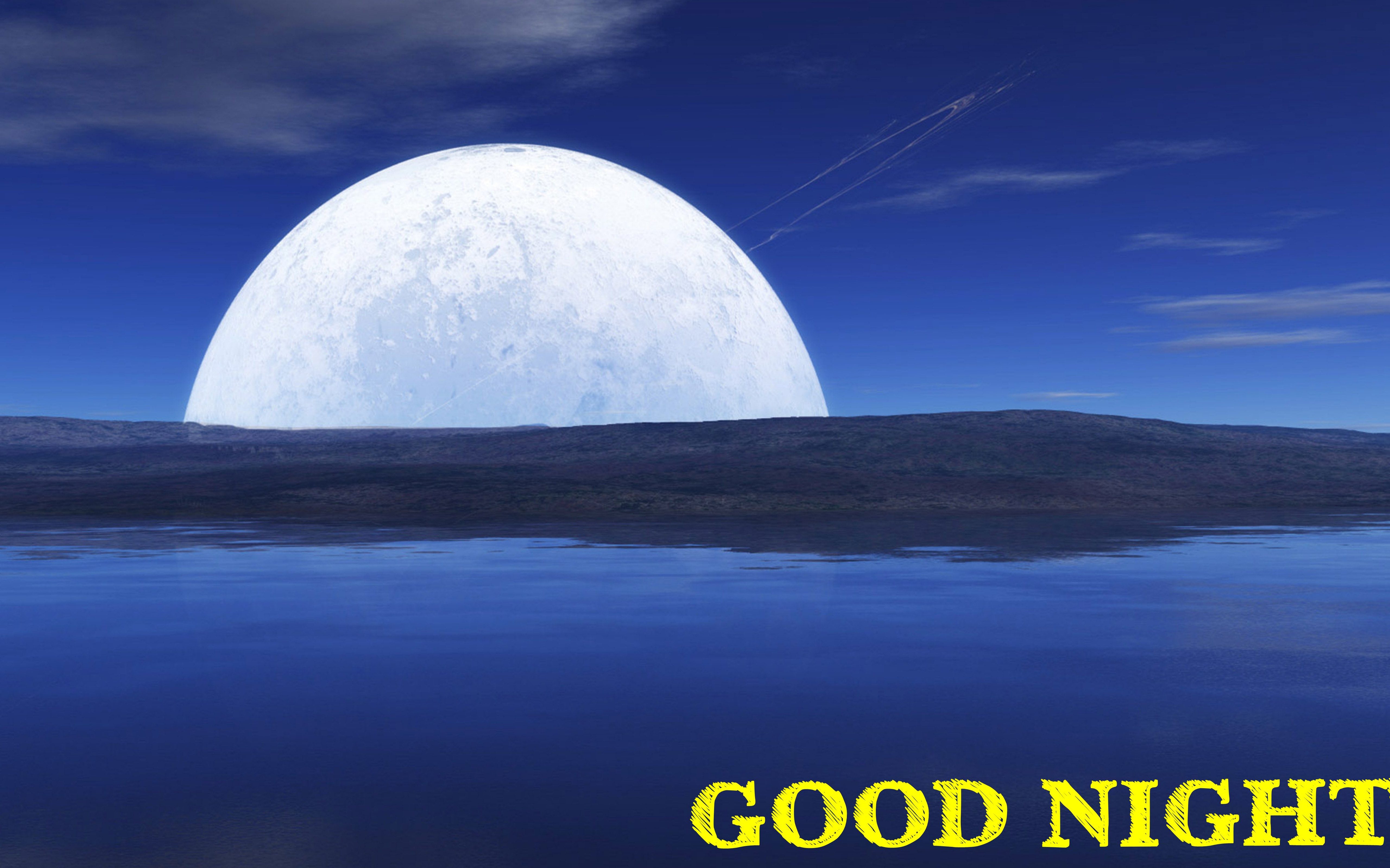 Good Night Moon In Sea - HD Wallpaper 