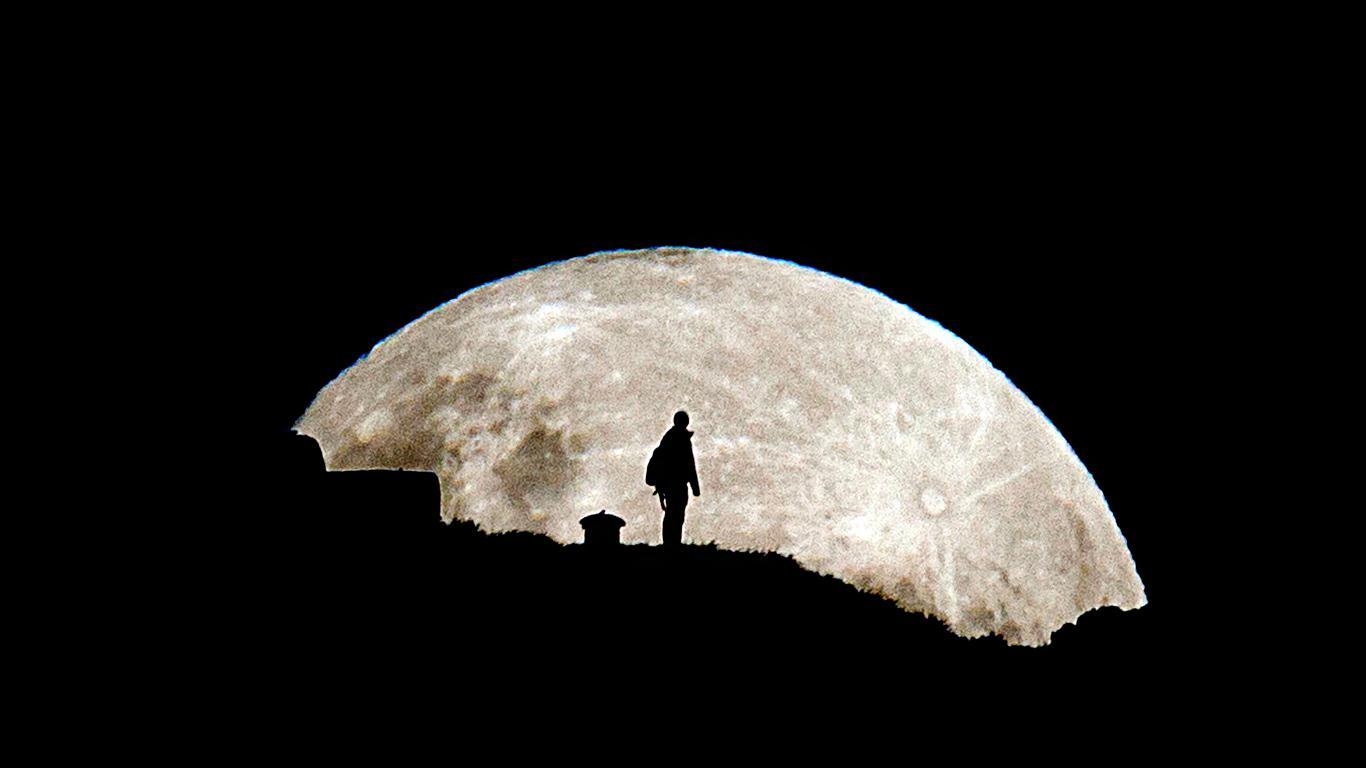 Person In Front Of Moon - 1366x768 Wallpaper 