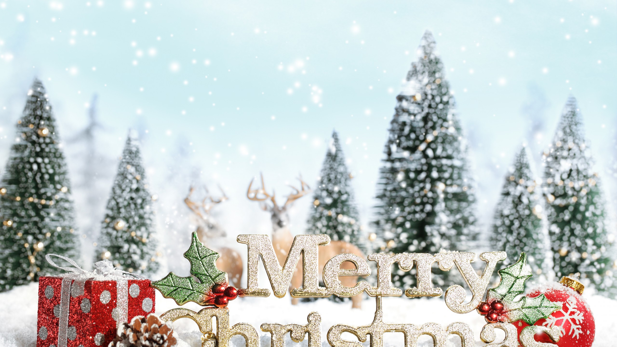 Merry Christmas With Tree - HD Wallpaper 