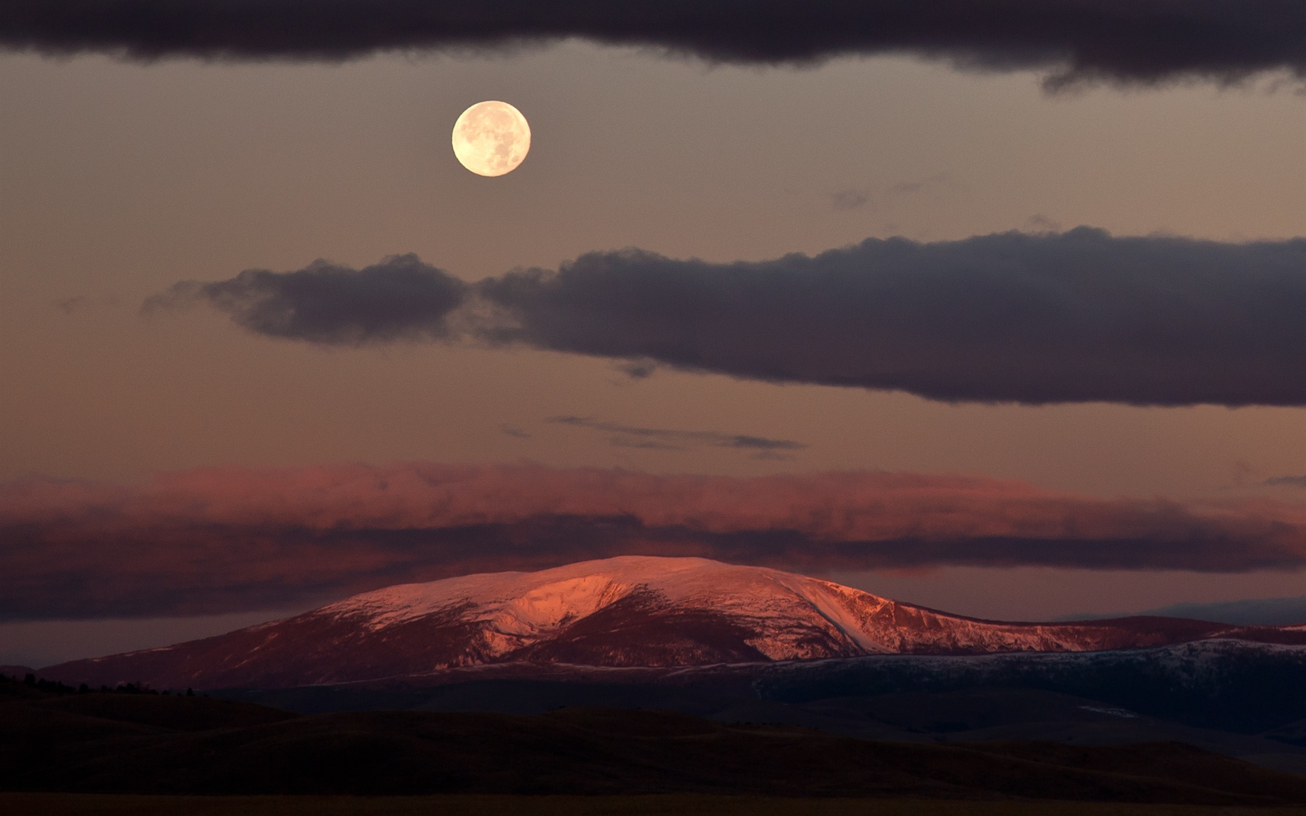 Wallpaper Night, Moon, Mountains, Clouds - Full Moon At Mt Baldy - HD Wallpaper 