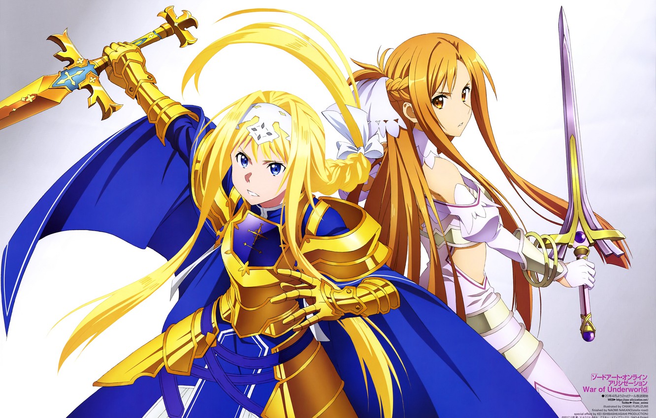 Photo Wallpaper Girls, Asuna Yuuki, Alice Mount, Sword - Sword Art Online Alicization War Of Underworld - HD Wallpaper 
