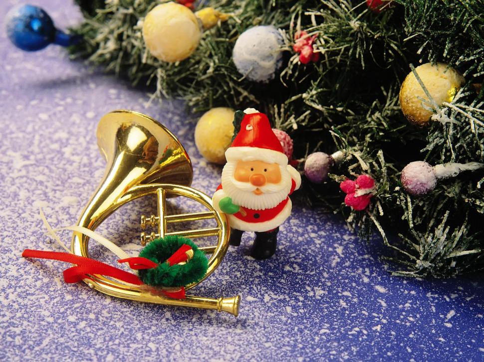 Christmas Tree, Toys, Santa Claus, Trumpet, Christmas, - Santa Claus - HD Wallpaper 