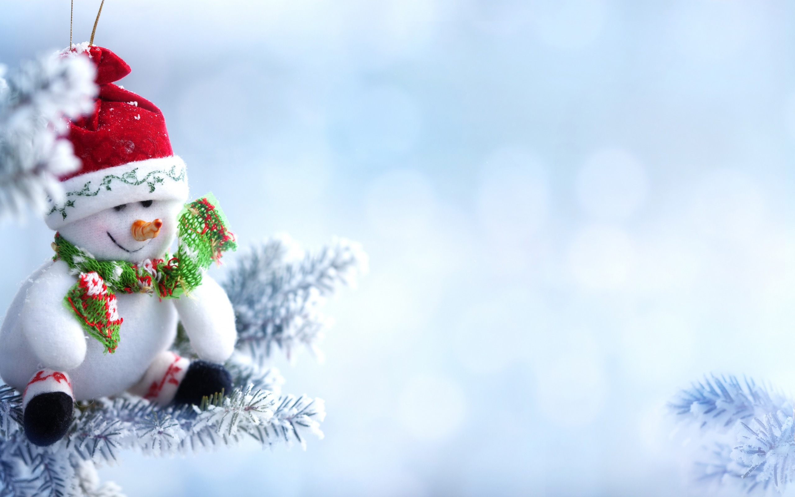 Snowman, Winter, Santa Claus Hat, Christmas, Snow - Snow Snowman Christmas - HD Wallpaper 