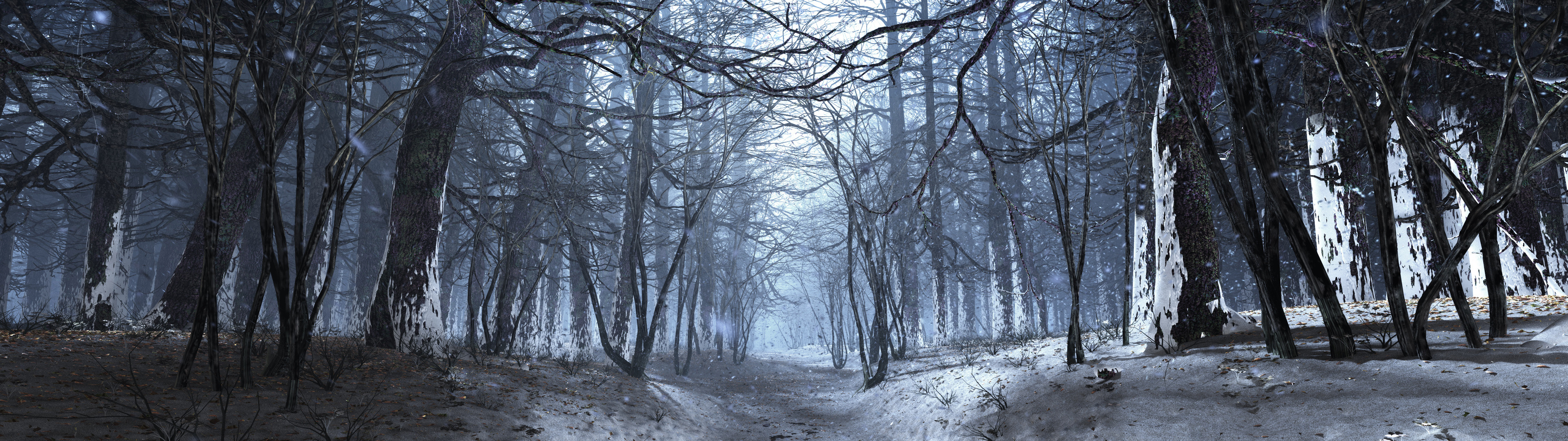 3840x1080, 3d Winter Forest Dual Screen Wallpaper - Winter Wallpaper Dual Monitor - HD Wallpaper 