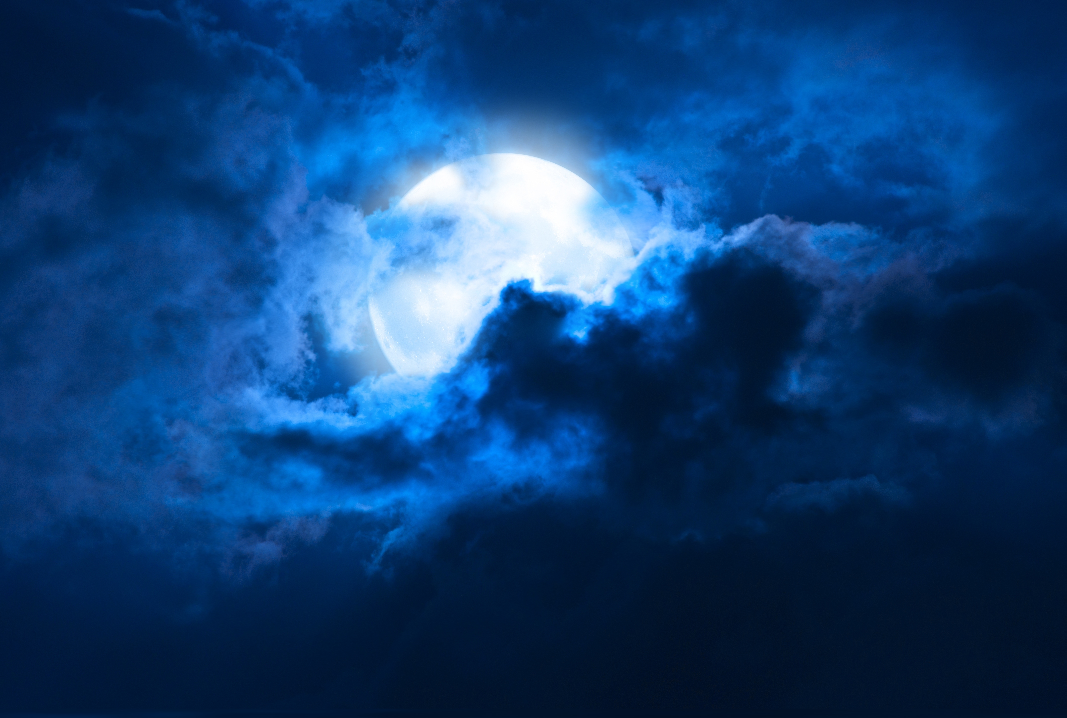 Blue Moon Clouds - HD Wallpaper 