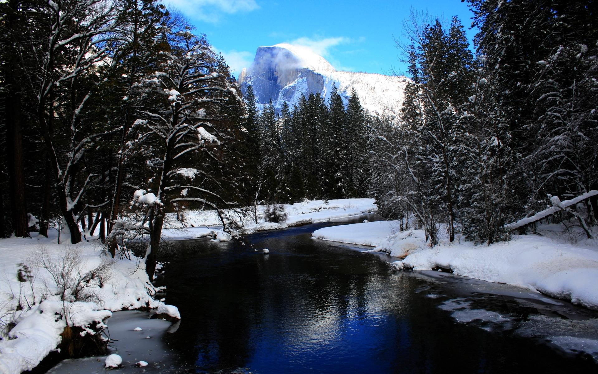 Half Dome In Winter - HD Wallpaper 