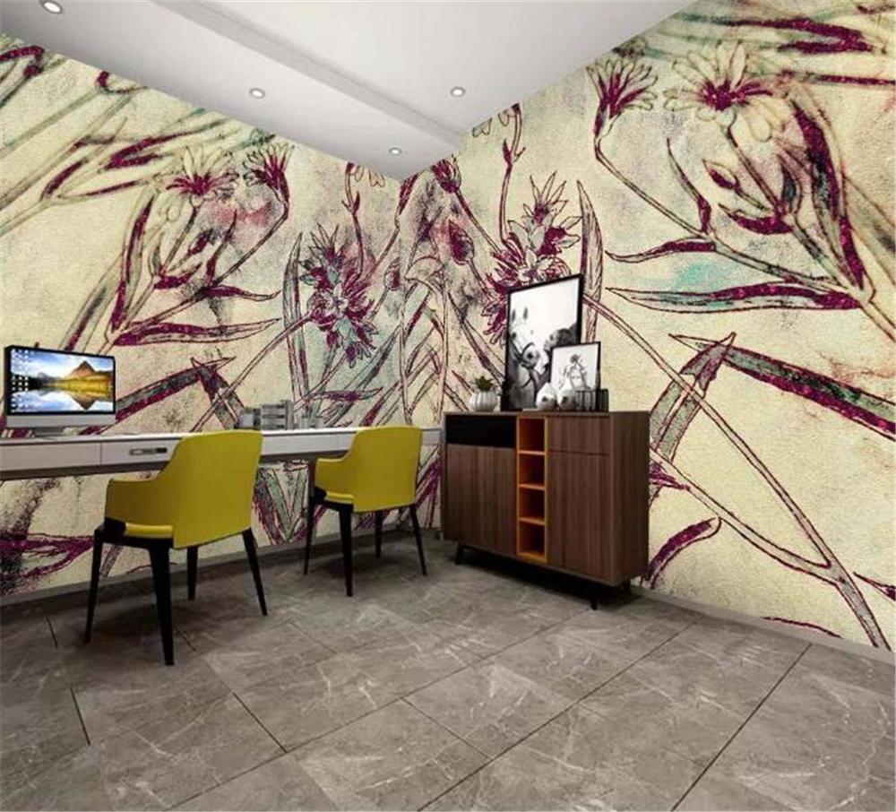 Wall Mural Wall Painted Leaves - HD Wallpaper 