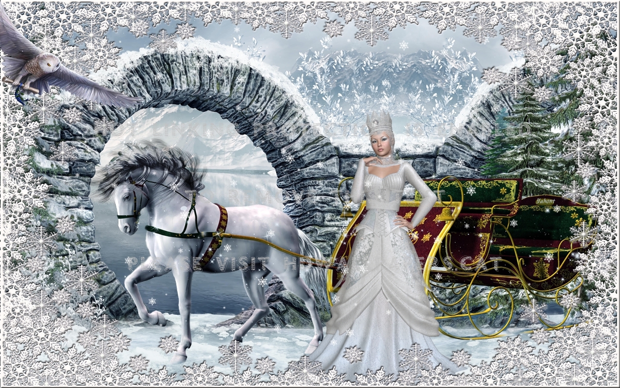 Snow Queen 3d Winter Fairy Tale Abstract Cg - Illustration - HD Wallpaper 