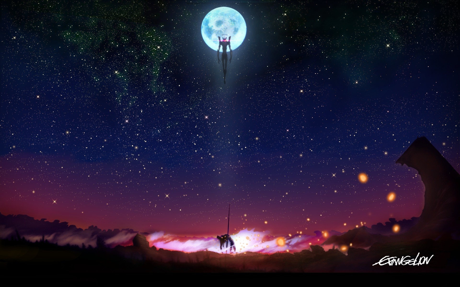 Evangelion Wallpaper Moon - HD Wallpaper 