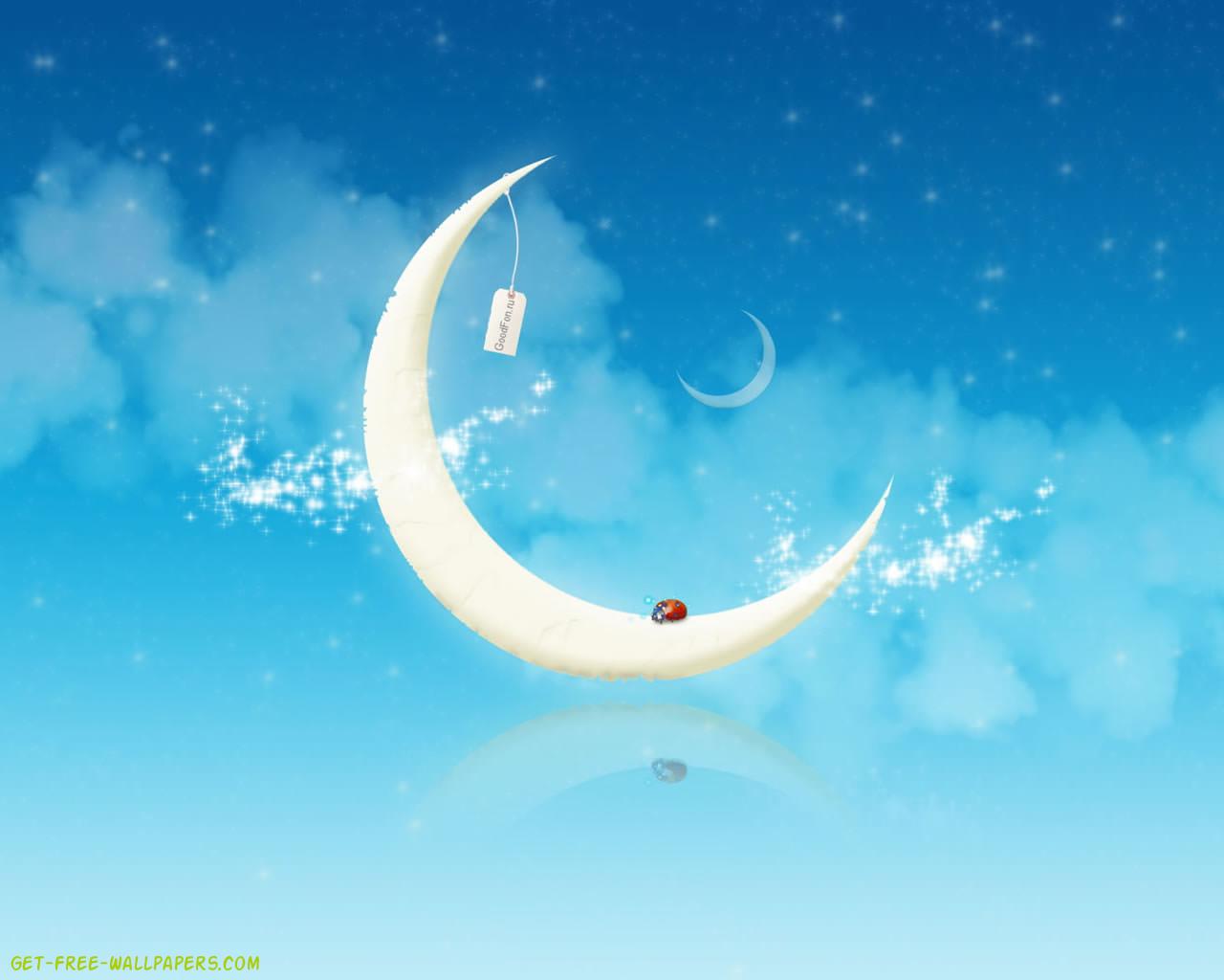Digital 3d Moon Wallpaper - Sleep Well Angel - HD Wallpaper 