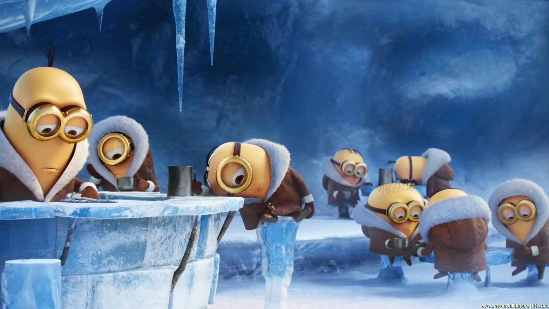Minions On Ice - HD Wallpaper 