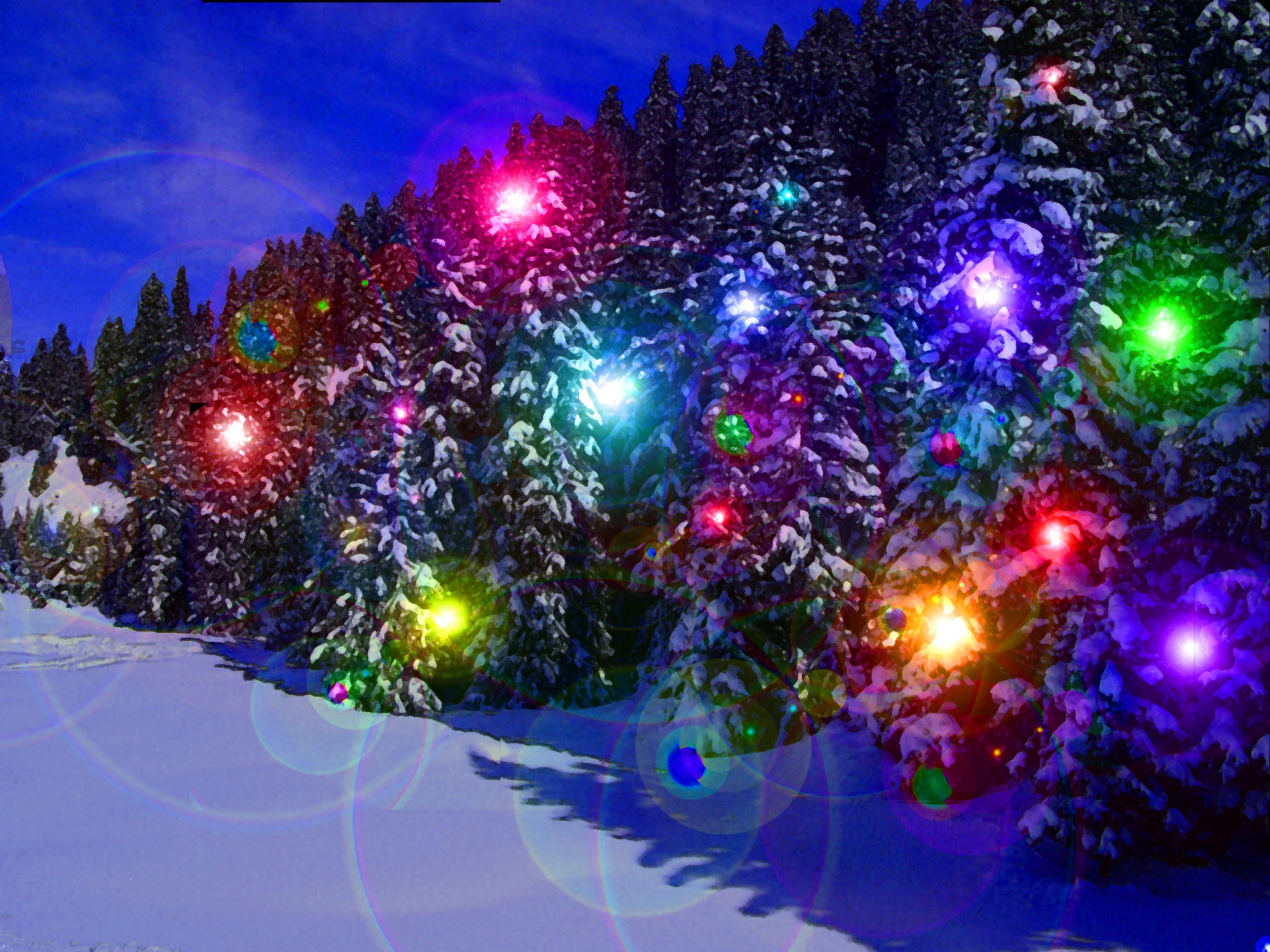 Animated Holiday Lights Wallpaper - Snowy Background With Christmas Lights - HD Wallpaper 