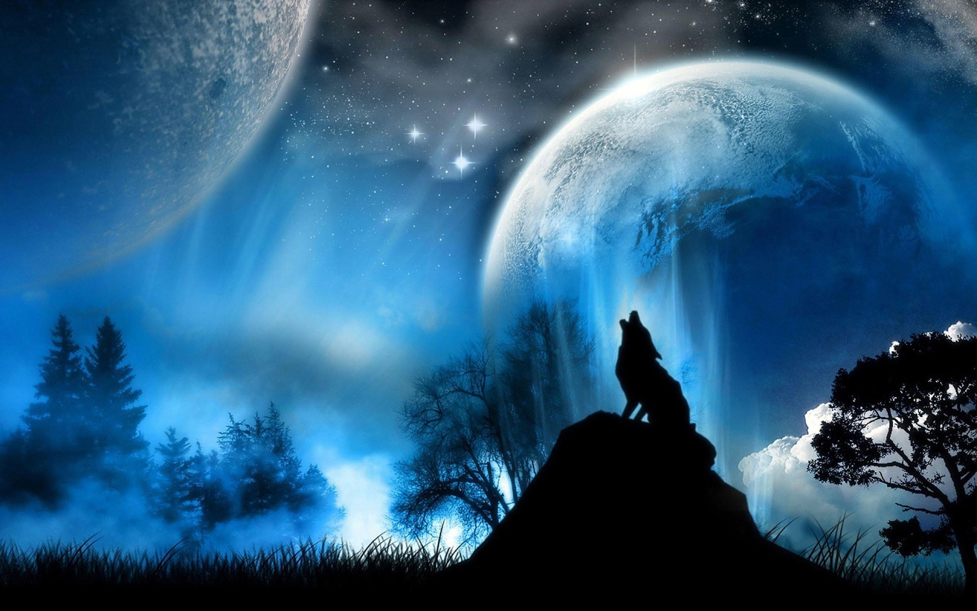 Download Wolf And Moon Wallpaper Pictures In High Definition - Wolf Moon Background - HD Wallpaper 