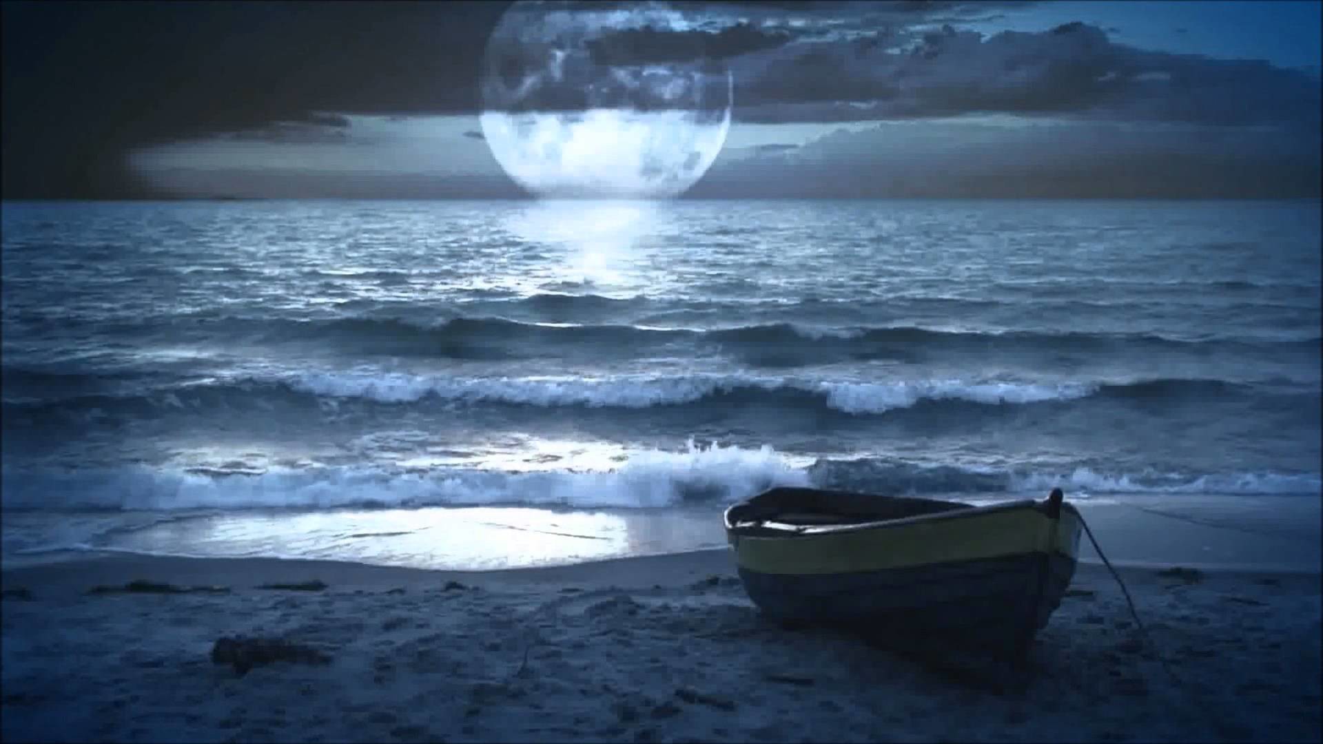 Hd Video Background Moonlight Beach And Beautiful Music - Beach Moonlight Background - HD Wallpaper 