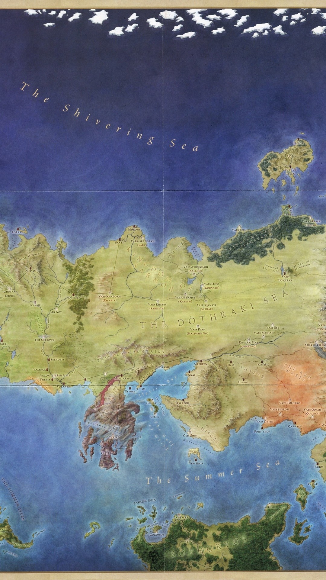 Game Of Thrones Map Wallpaper - Official World Of Ice And Fire Map - HD Wallpaper 