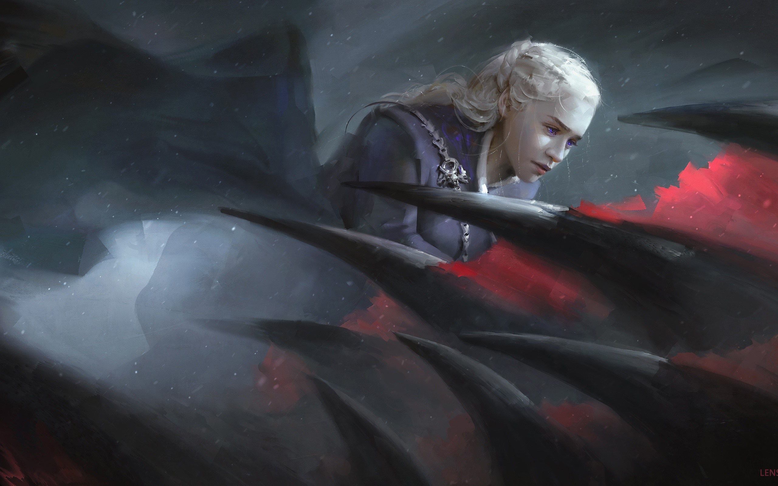 Wallpaper Emilia Clarke, Game Of Thrones, Dragon, Art - Daenerys Targaryen Wallpaper Dragon - HD Wallpaper 
