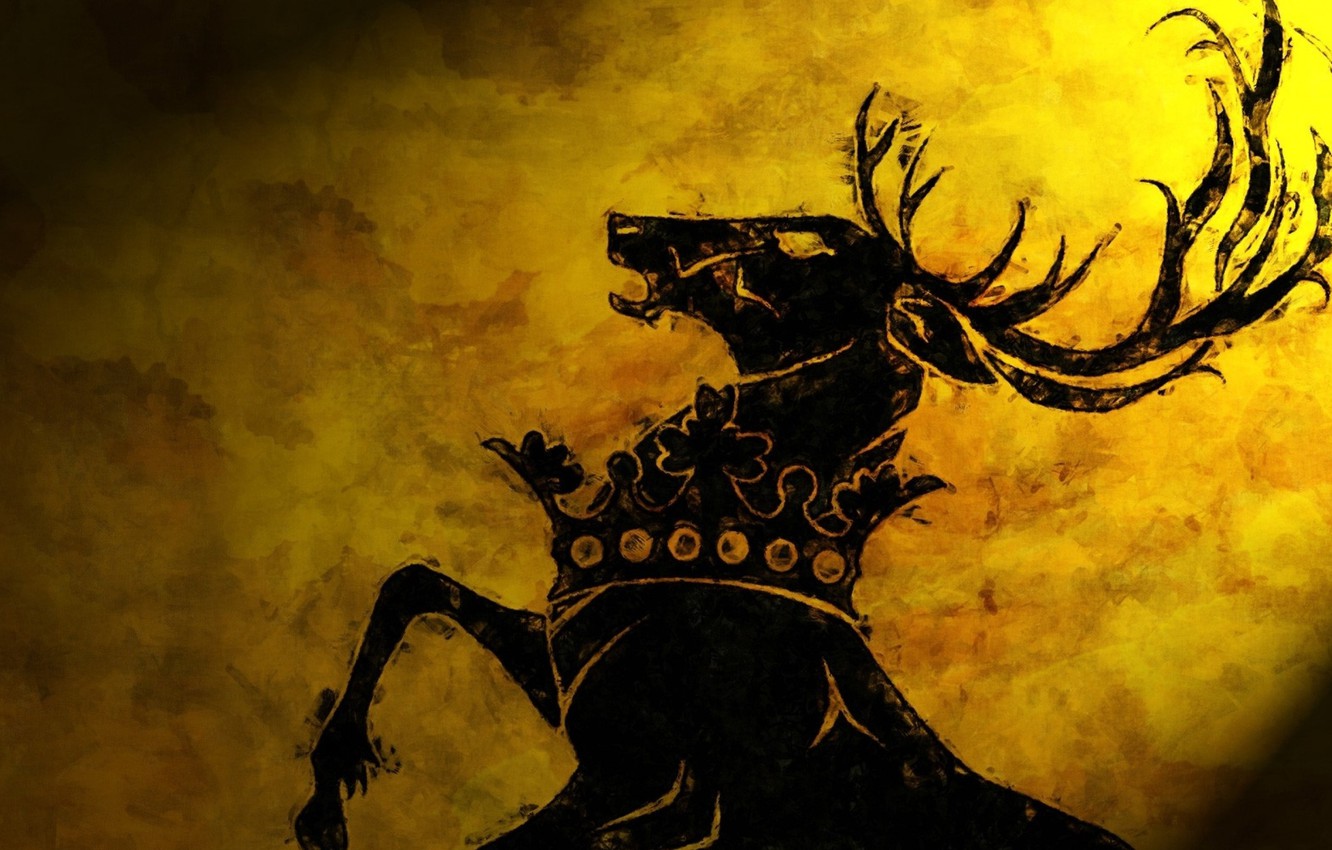 Photo Wallpaper Horns, Yellow, Crown, Animal, A Song - House Of Baratheon Symbols - HD Wallpaper 