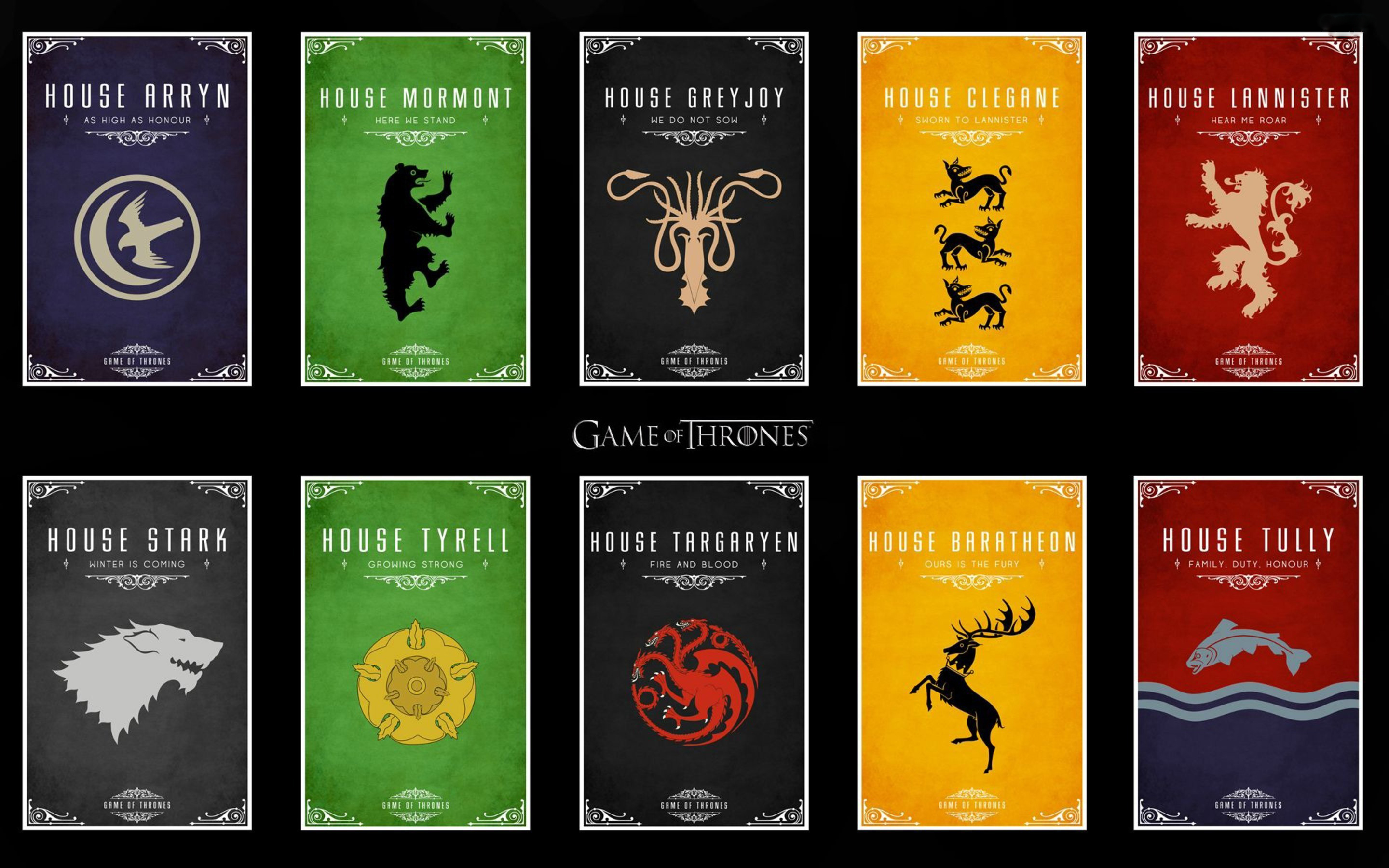 Game Of Thrones House Crests Wallpaper - Game Of Thrones House Flags - HD Wallpaper 