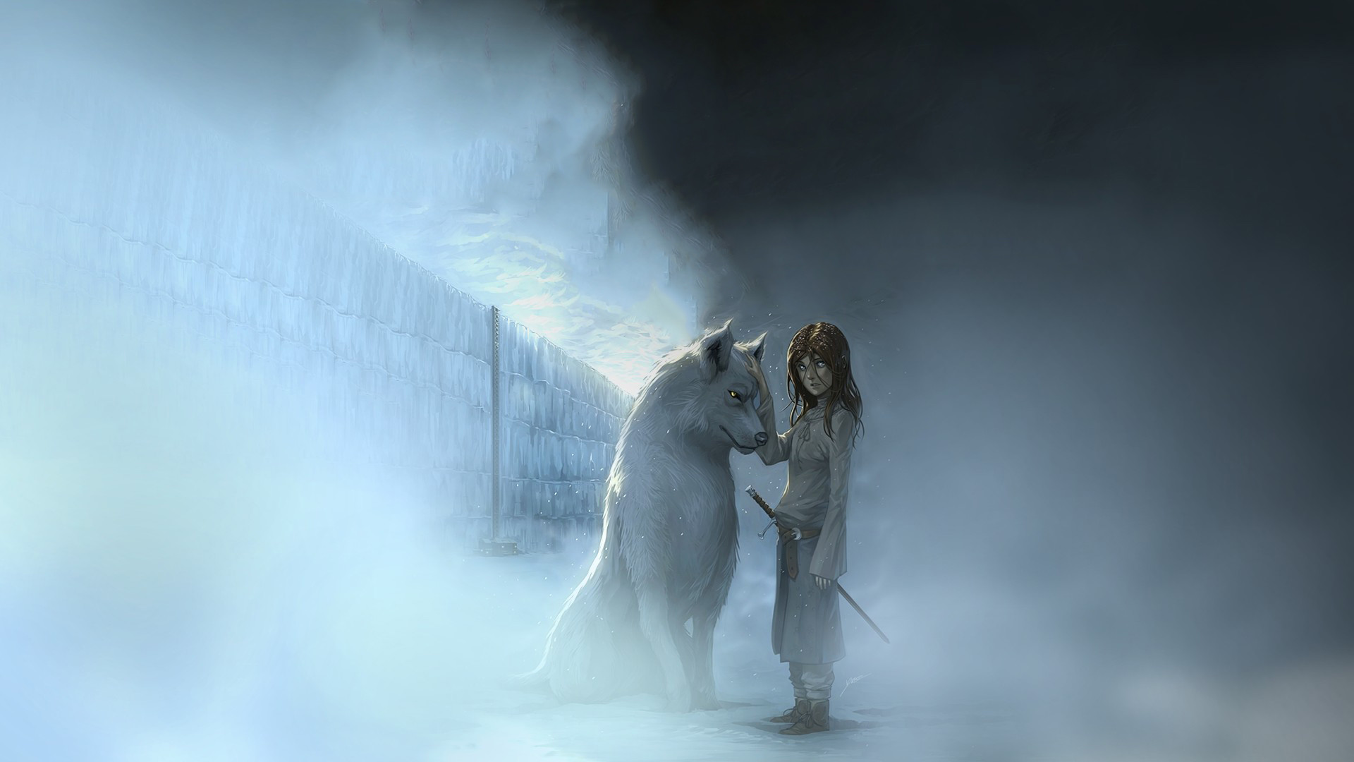1920x1080, Art Arya Stark Game Of Thrones House Wolves - Game Of Thrones Wolf Wallpaper Hd - HD Wallpaper 