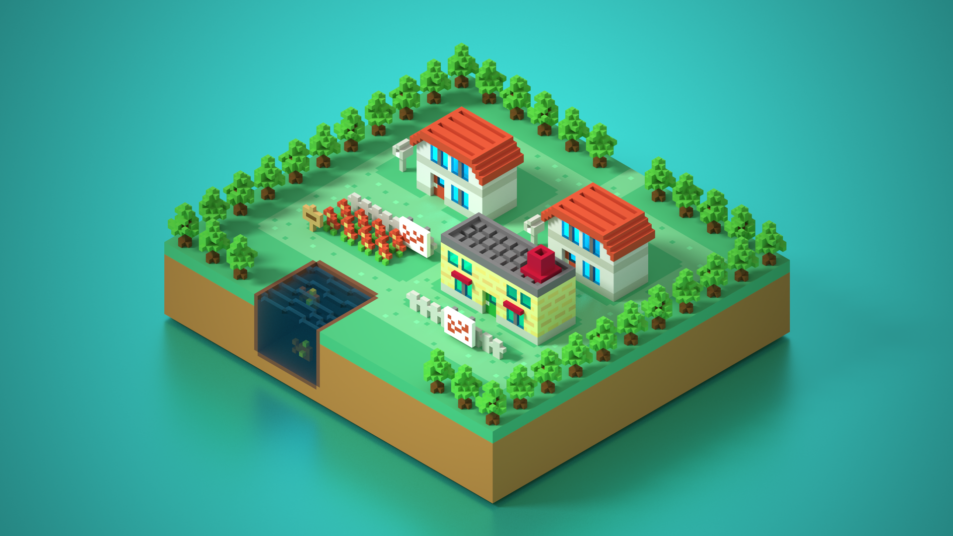 Pokemon Pallet Town Voxel - HD Wallpaper 