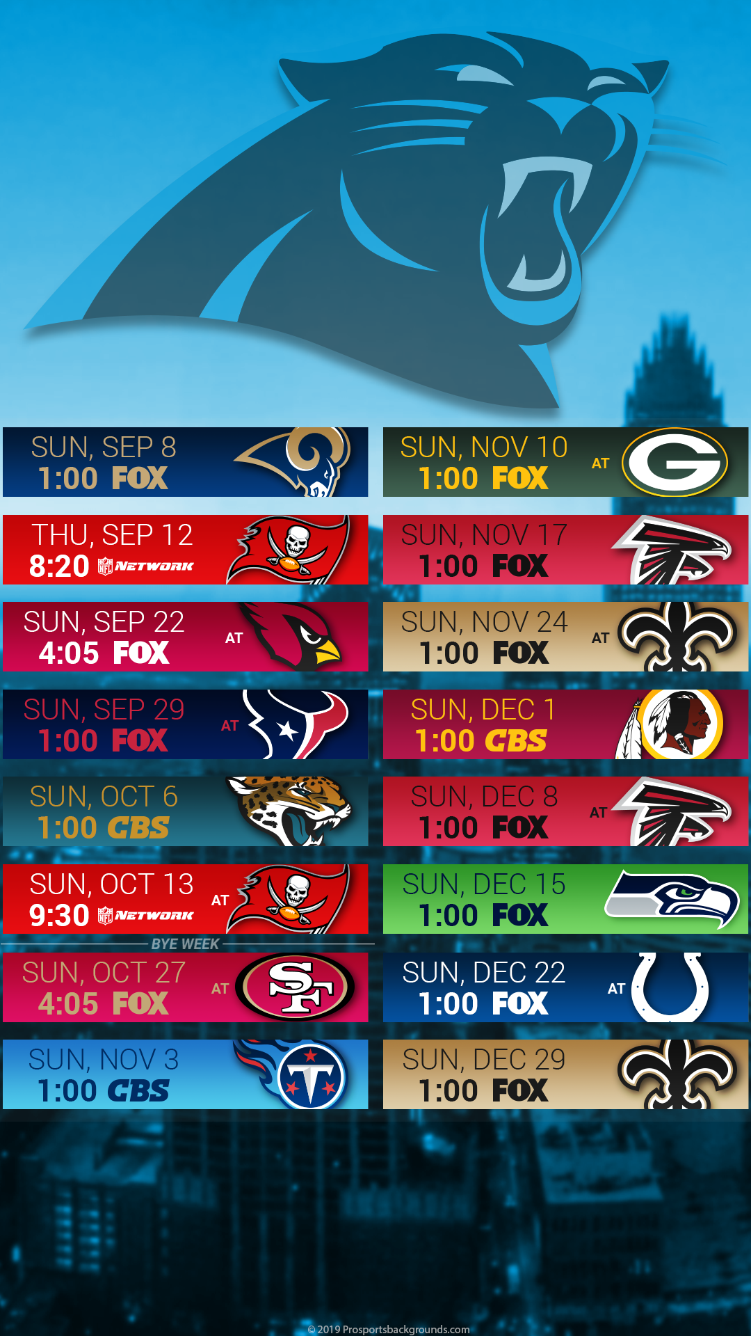 Carolina Panthers Football Schedule 2019 - HD Wallpaper 