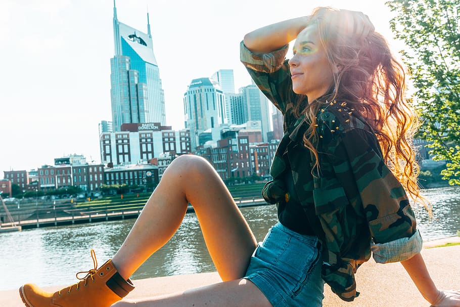 Beautiful, Girl, Blonde, Blue, Camo, Nashville, Sun, - Girl - HD Wallpaper 