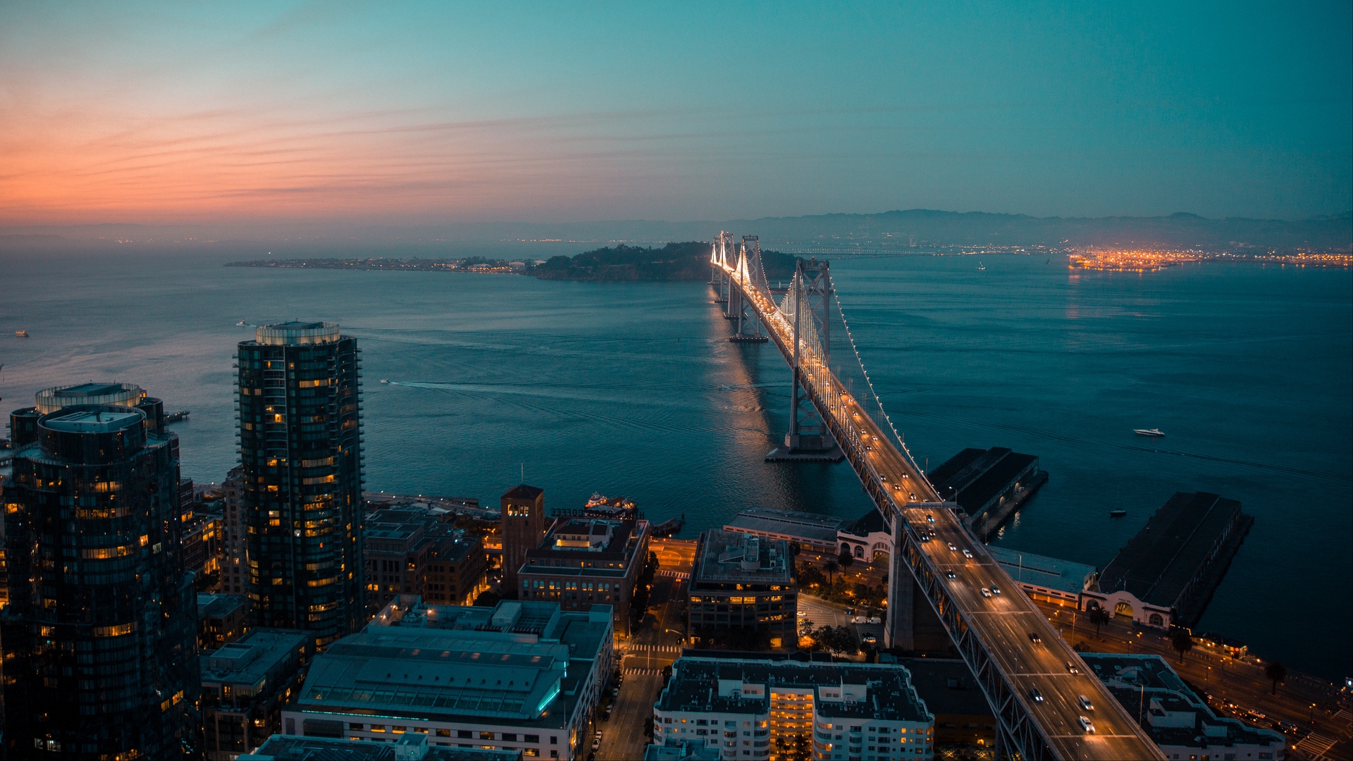 Wallpaper San Francisco, Night City, Bridge, Top View - World Medical Conference 2020 - HD Wallpaper 
