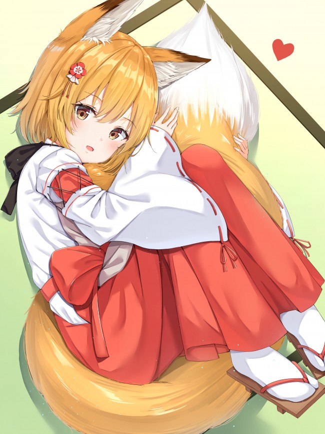 Sewayaki Kitsune No Senko San, Miko, Tail, Animal Eas, - Sewayaki Kitsune No Senko San Fanart - HD Wallpaper 