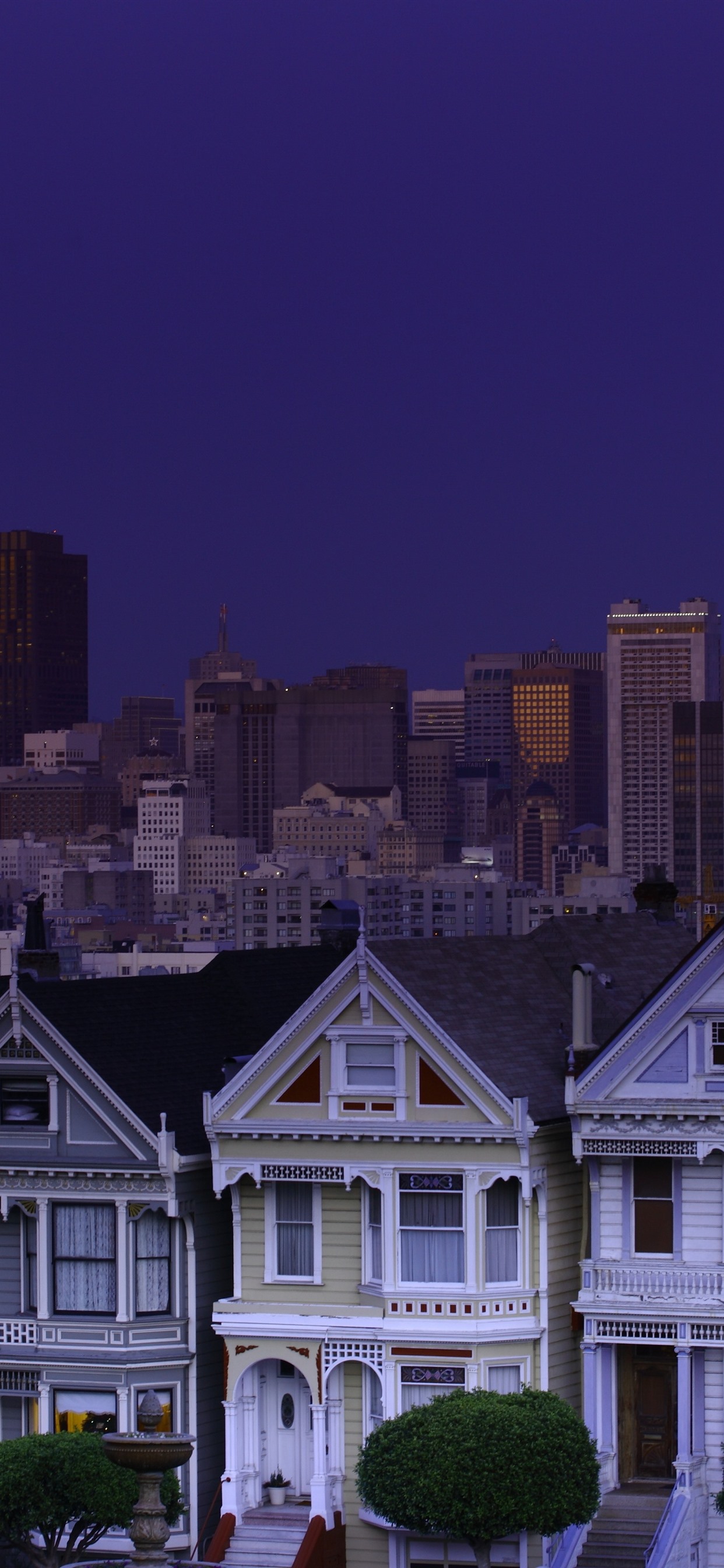 Iphone Wallpaper San Francisco, Usa, City, Night, Houses, - Painted Ladies - HD Wallpaper 