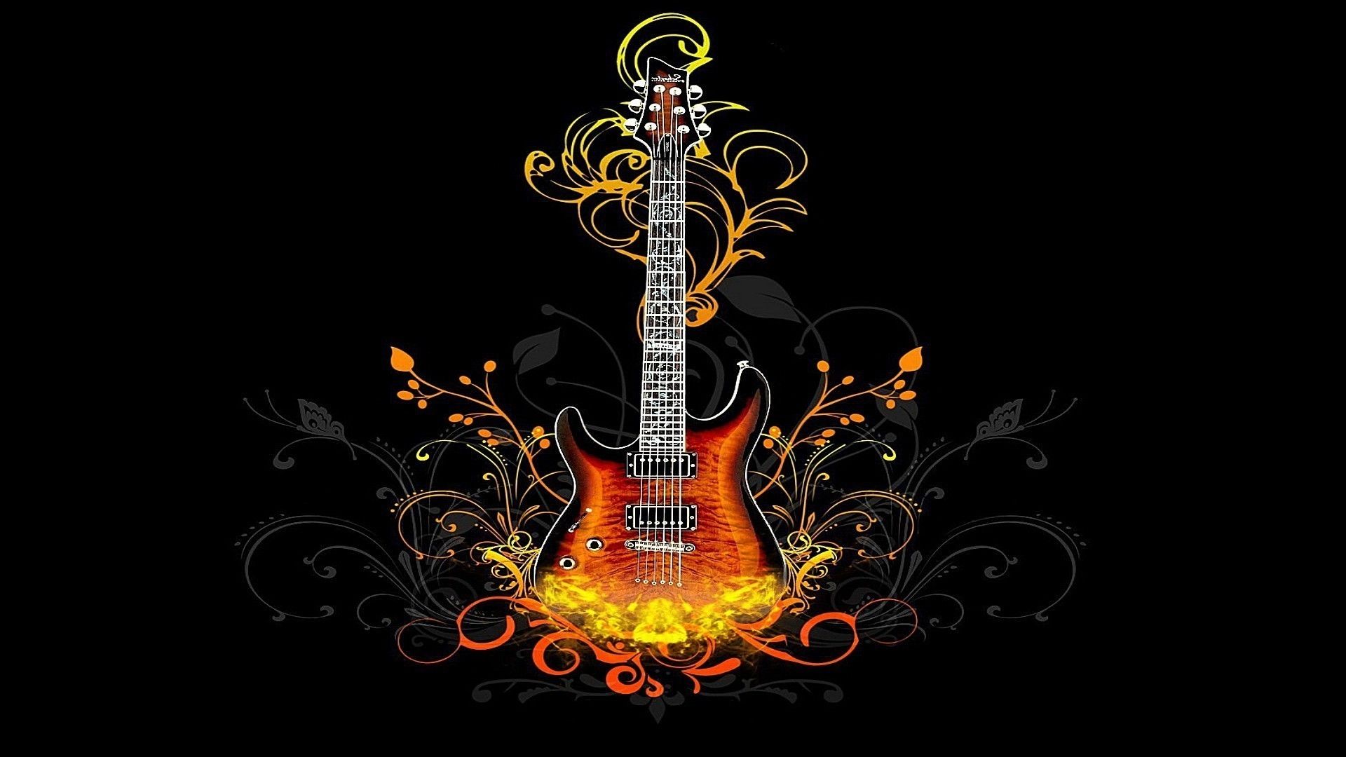 Electric Guitar With Fire - HD Wallpaper 